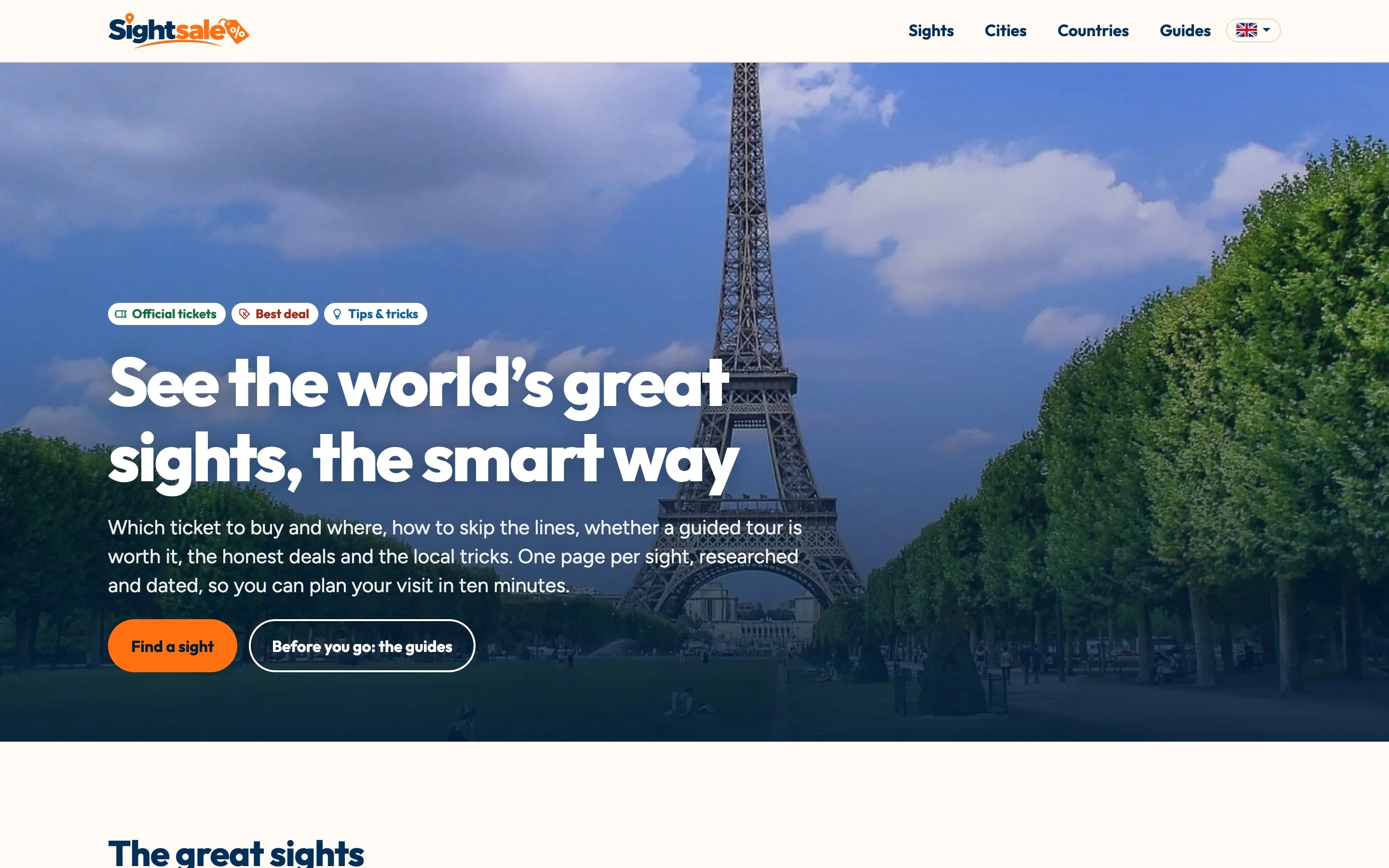 The Sightsale home page