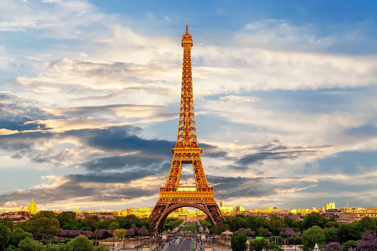 The Eiffel Tower at sunset